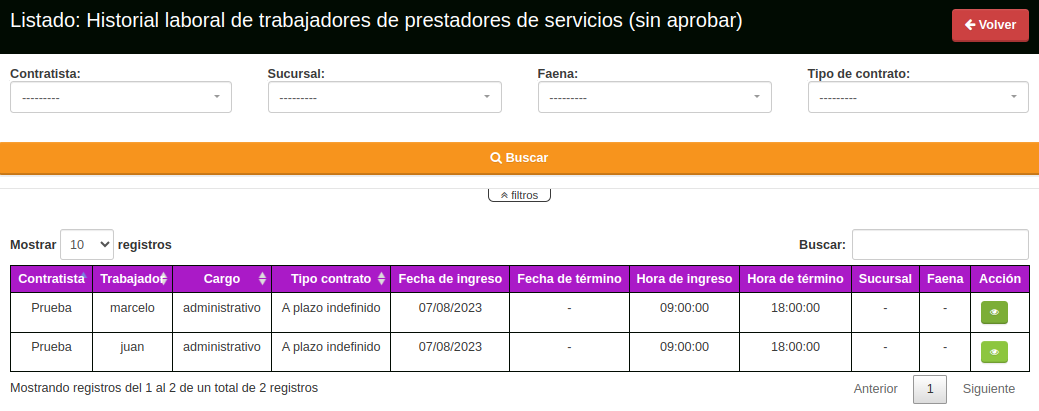 Aprobar historial