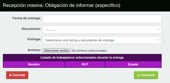 recepción masiva