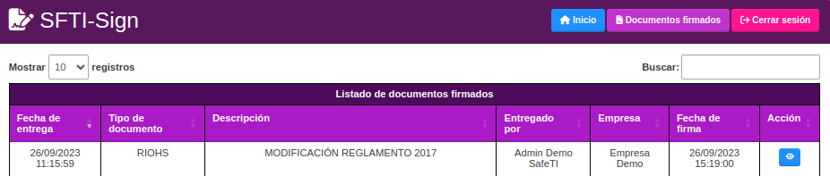 Listado doc firmados