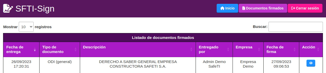 Listado doc firmados