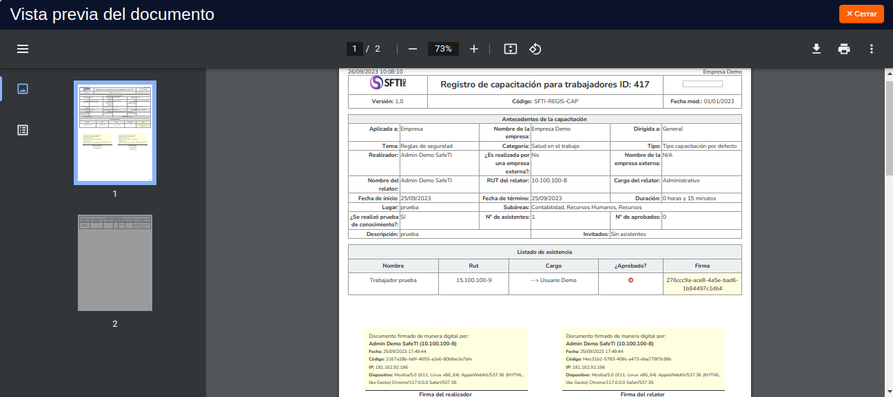 vista previa de documento firmado