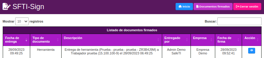Listado doc firmados